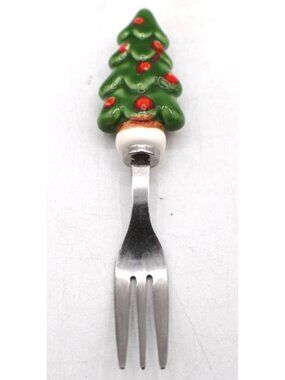 Knobler Christmas Tree Fork Ceramic Handle Cocktail Appetizer Stainless Japan